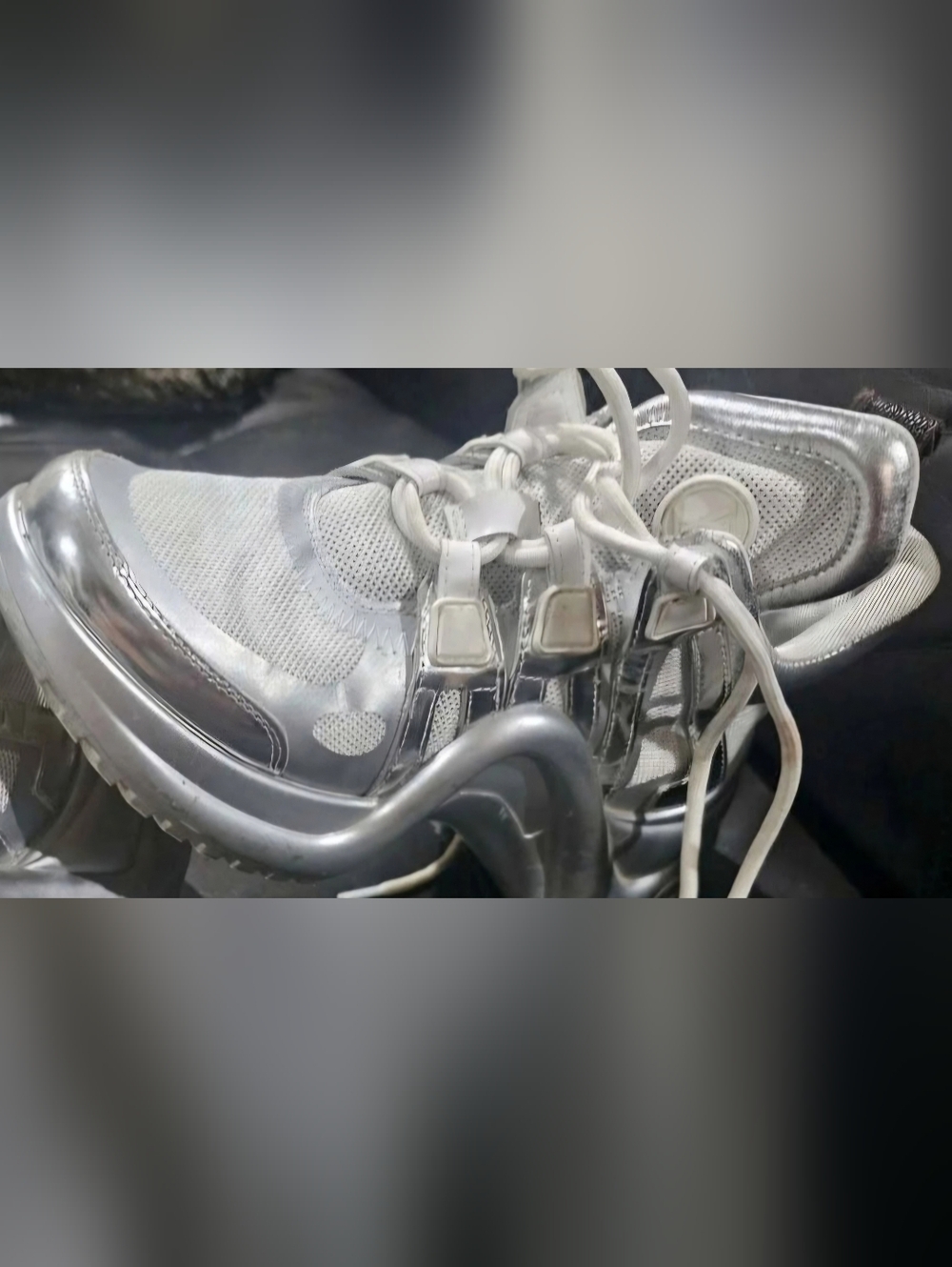 AUTHENTIC Louis Vuitton Silver Mesh High-Tops Archlight Sneakers. Size 6 - Picture 3 of 6